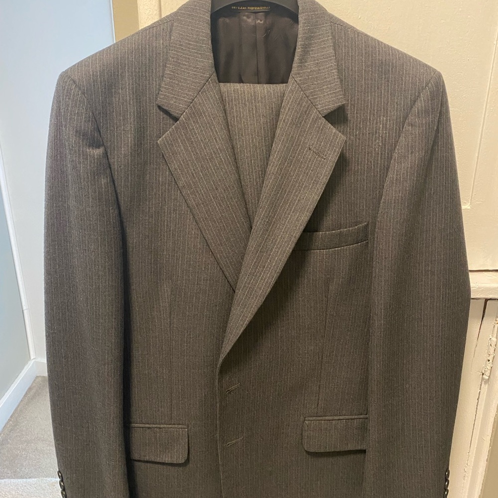VTG Super 100s Grey Shadow Stripe Custom Suit